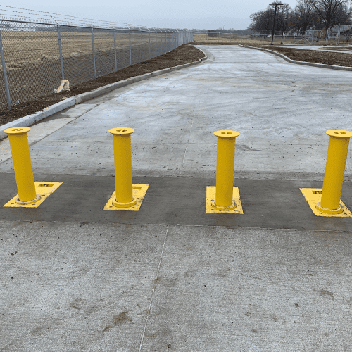 Perimeter Security Yellow Crash Rated Hydraulic Bollards